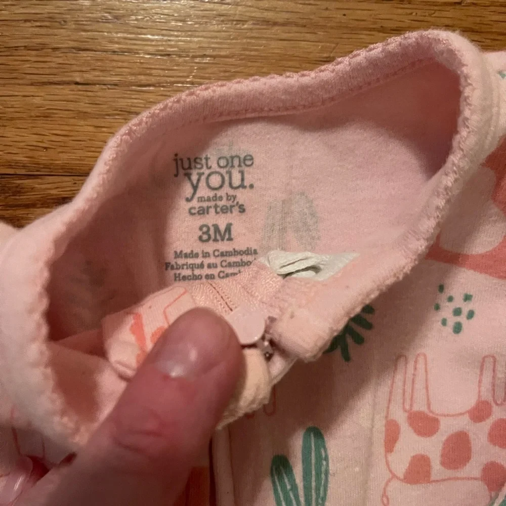 Carter’s: Just One You | pink zoo animal footed pajamas | baby girl 3mo